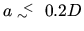 $a \; \raisebox{-.4ex}{$\scriptstyle \sim$ } \hspace{-.55em}
\raisebox{ .6ex}{$\scriptstyle <$ } \;0.2
D$