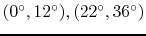 $(0^\circ,12^\circ), (22^\circ,36^\circ)$