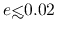 $e {\hbox{\rlap{\hbox{\lower4pt\hbox{$\sim$}}}\hbox{$<$}}}0.02$