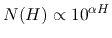 $N(H)\propto 10^{\alpha H}$