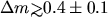 $\Delta m {\hbox{\rlap{\hbox{\lower4pt\hbox{$\sim$}}}\hbox{$>$}}}
0.4 \pm 0.1$