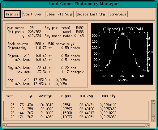 Comet Photometry widget